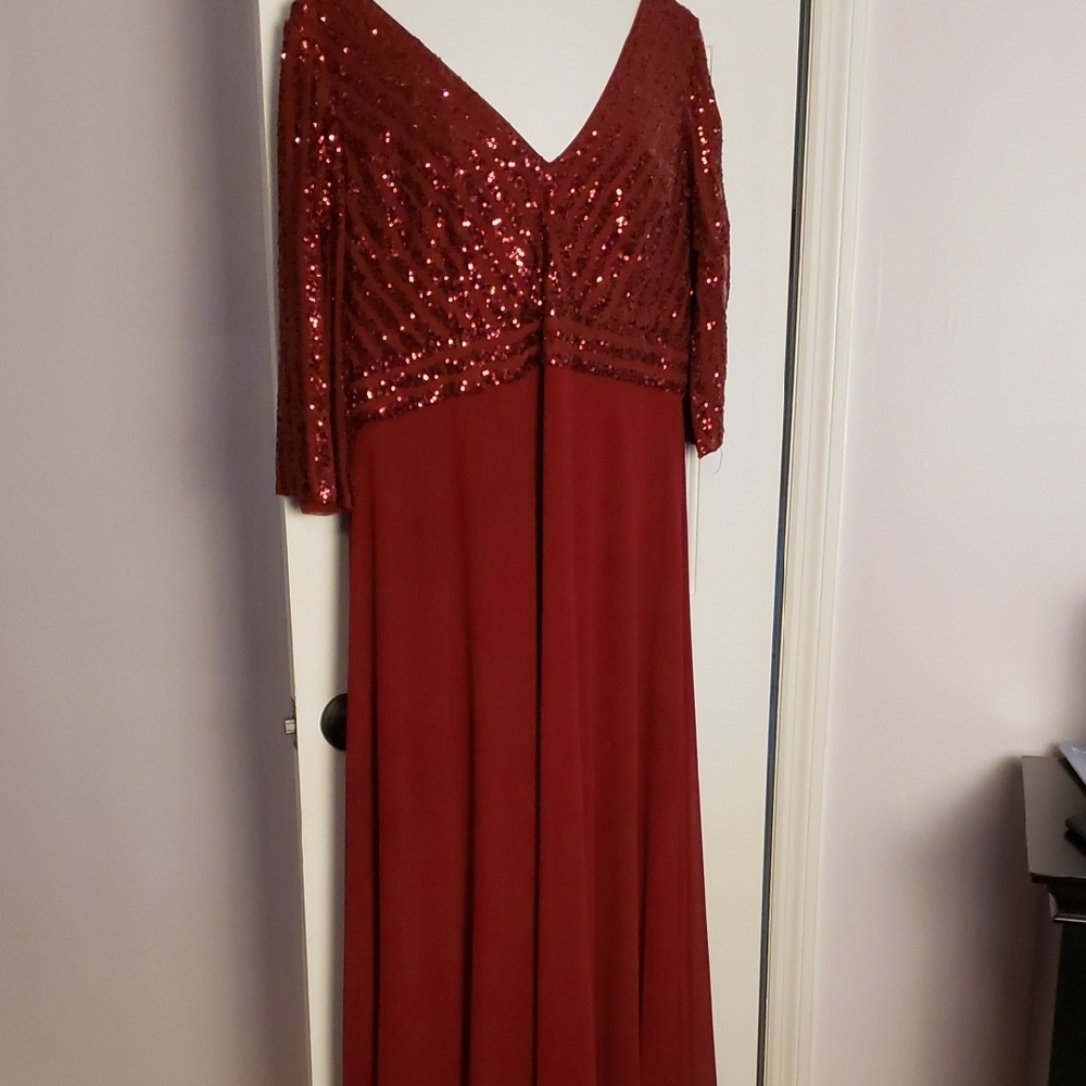 Ever Pretty Burgundy Sequin Long Sleeve Dress